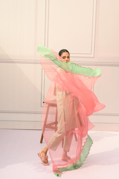 Beverly Green Dupatta (Pure Organza)